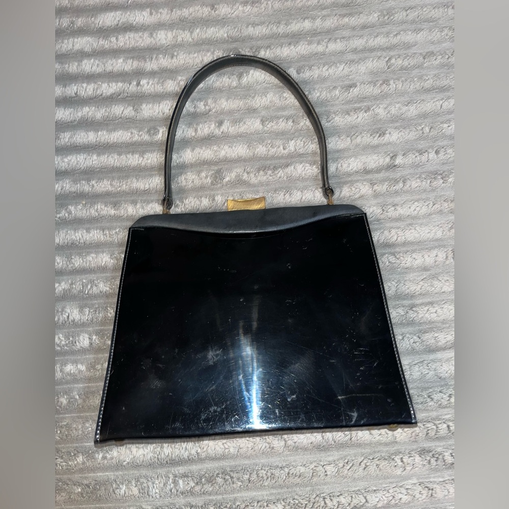 Lennox Bags Vintage Retro Hinged Black Handbag Purse Old Hollywood, Prom, Movie*